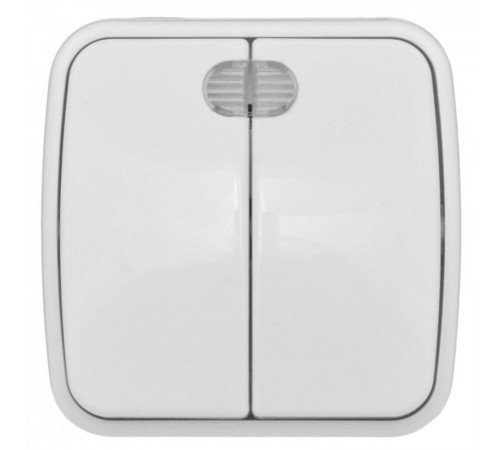 Минск Выключатель 2-клавишный ОП 10А с индикатором белый  EKF Basic  EGV10-123-10  EKF