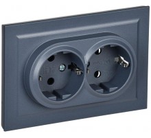 BRITE Розетка 2-ая с заземлением без шторок 16А в сборе РС12-3-БрМ маренго  BR-R21-16-K35-F  IEK