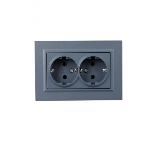 BRITE Розетка 2-ая с заземлением со шторками 16А в сборе РСш12-3-БрМ маренго  BR-R24-16-K35-F  IEK