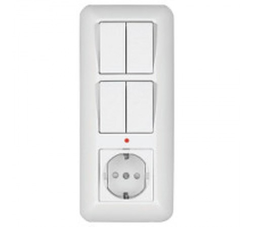 Blanca Белый С/У Блок: Розетка с заземлением с защитными шторками +Выключатель 2-клавишный+Выключатель 2-клавишный 193x81x53 ммBK2VR-008B-BSE