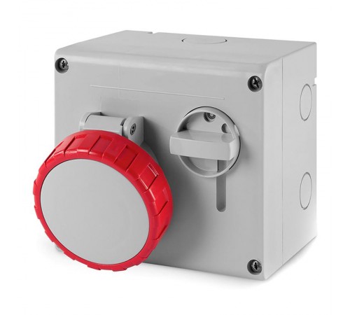 Розетка наружн.уст.с МЕХ-ОЙ блокиров.и ВЕРХНИМ располож. разъема IP67 16А 3P+E 400В  DIS5051686  DKC