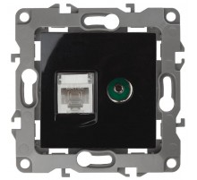 Розетка информационная+TV 12-3110-06 RJ45+TV,  чёрный  Б0027446  ЭРА