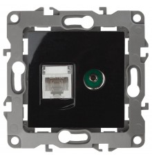Розетка информационная+TV 12-3110-06 RJ45+TV,  чёрный  Б0027446  ЭРА