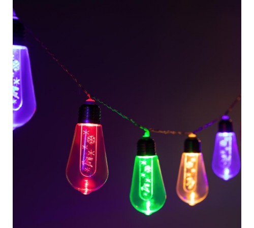 Светодиодная новогодняя гирлянда  ENIN-16M нить С Новым Годом мультиколор 3 м 16 led IP20  Б0060415  ЭРА