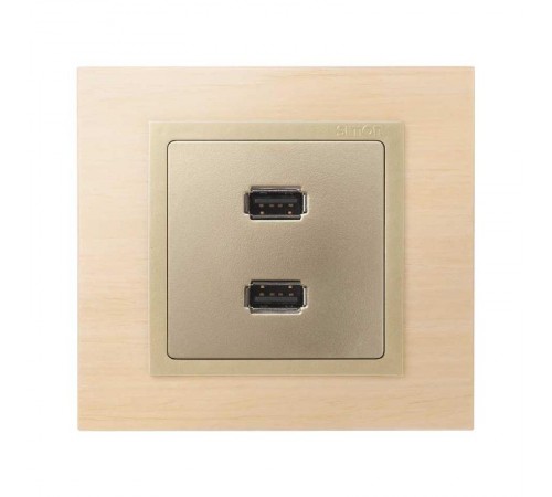 Simon 82 Накладка для коннектора 2*USB 2.0 типа А, "мама", S82, S82N, шампань  8201090-034  Simon