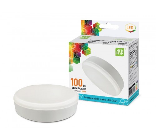 Лампа светодиодная LED-GX53-standard 10Вт 230В 6500К 900Лм  4690612012315  ASD