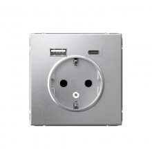ArtGallery Алюминий Розетка 16А с 2 USB A+C, 5В/2,4А/3,0А, 2х5В/1,5А, механизм  GAL000332  SE