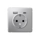 ArtGallery Алюминий Розетка 16А с 2 USB A+C, 5В/2,4А/3,0А, 2х5В/1,5А, механизм  GAL000332  SE