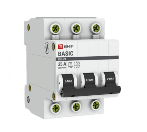 Выключатель нагрузки модульный ВН-29 3P 25А EKF Basic  SL29-3-25-bas  EKF