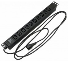 SHE19-10IEC-2.5IEC Блок розеток для 19" шкафов, горизонтальный, 10 розеток IEC320 C13,  482.6x44.4x44.4мм  426782  Hyperline