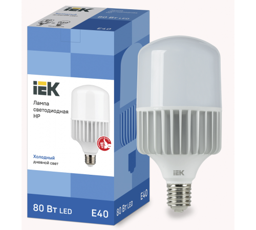 Лампа светодиодная промышленная HP 80Вт 230В 6500К E40  LLE-HP-80-230-65-E40  IEK