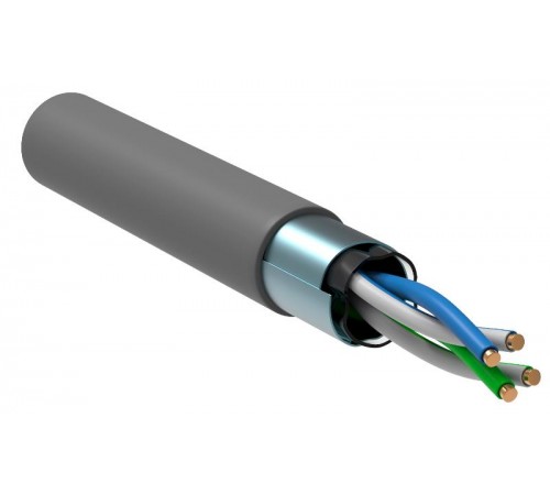 Кабель связи витая пара F/UTP, кат.5E 2х2х24AWG solid, PVC, 500м, серый  LC1-C5E02-311  ITK