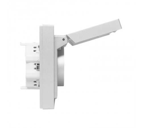 Механизм розетки двойной, 16А, IP44, с заземлением, со шторками, с рамкой, с крышками, алюминий Эпика EKF  UP1-SOA-211-44  EKF