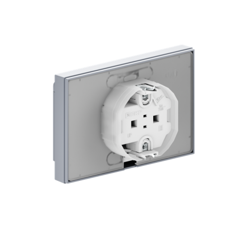 Механизм розетки двойной, 16А, IP44, с заземлением, со шторками, с рамкой, с крышками, алюминий Эпика EKF  UP1-SOA-211-44  EKF