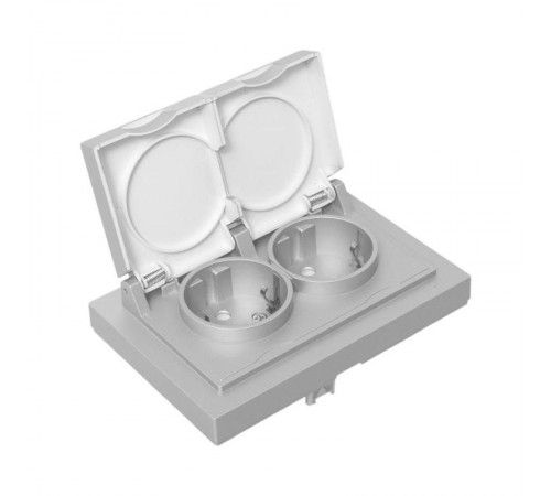 Механизм розетки двойной, 16А, IP44, с заземлением, со шторками, с рамкой, с крышками, алюминий Эпика EKF  UP1-SOA-211-44  EKF