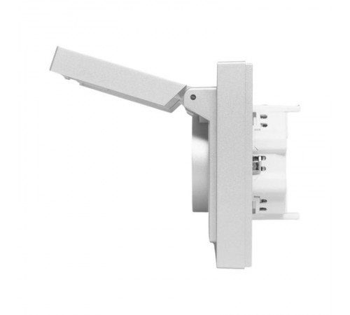 Механизм розетки двойной, 16А, IP44, с заземлением, со шторками, с рамкой, с крышками, алюминий Эпика EKF  UP1-SOA-211-44  EKF