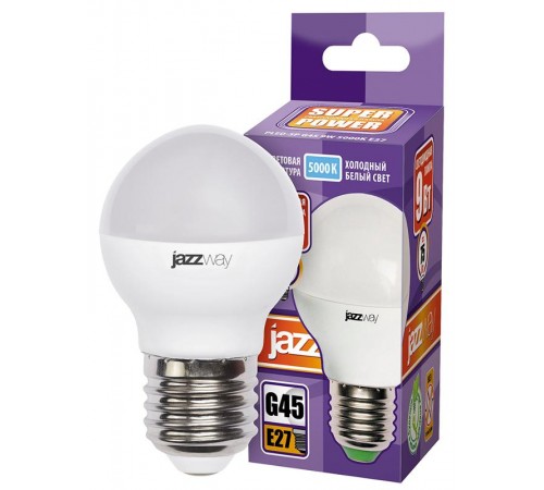 Лампа светодиодная LED 9Вт E27 230В 5000К PLED- SP G45  2859662A  Jazzway