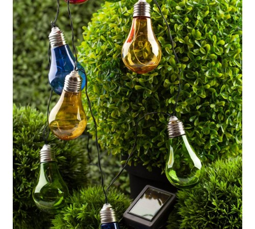 Светильник садовая гирлянда 10 подсвечиваемых светодиодами лампочек ERAGS024-03 длина 3,8 м, IP44 питание от солнечной батареи  Б0038505  ЭРА