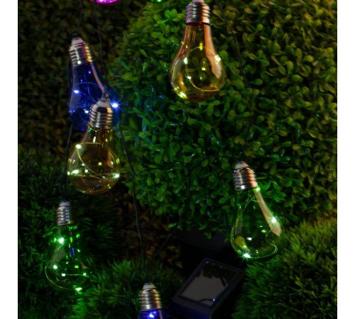 Светильник садовая гирлянда 10 подсвечиваемых светодиодами лампочек ERAGS024-03 длина 3,8 м, IP44 питание от солнечной батареи  Б0038505  ЭРА