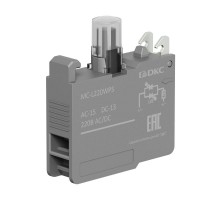 Контактный блок с клеммными зажимами под винт со светодиодом на  220В, белый  MC-L220WPS  DKC