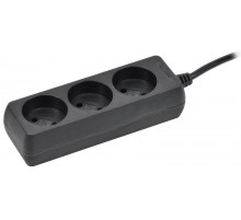 Удлинитель У3 3 места б/з 3м 2х0,75мм2 10А 250В чер.  WYP10-06-03-03-K02  IEK