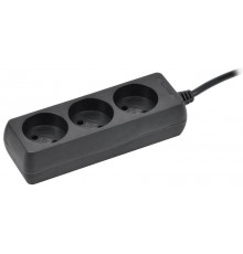 Удлинитель У3 3 места б/з 1,5м 2х0,75мм2 10А 250В чер.  WYP10-06-03-01-K02  IEK
