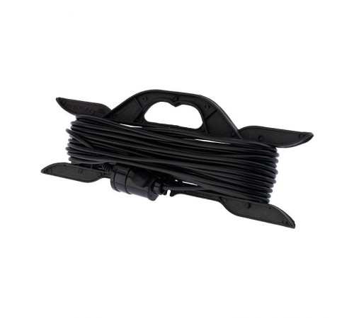 Удлинитель-шнур на рамке ПВС 2х0.75, 20 м, б/з, 6 А, 1300 Вт, IP20, черный (Сделано в России)  11-7102  PROconnect