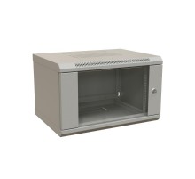 WR-TW-0645-GP-RAL7035 Шкаф настенный 19-дюймовый (19"), 6U, 367x600х450мм, стекл. дв.,, цвет серый (RAL 7035) (разобранный)  520992  WRLine
