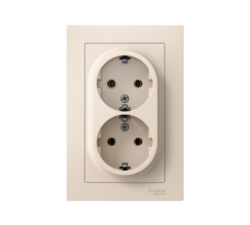AtlasDesign Бежевый Розетка 2-ая с заземлением, 16А, (в сборе с рамкой)  ATN000224  SE