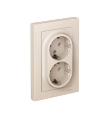AtlasDesign Бежевый Розетка 2-ая с заземлением, 16А, (в сборе с рамкой)  ATN000224  SE