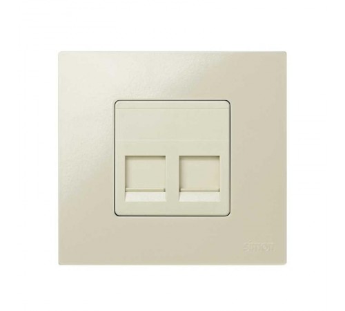 Simon 27 Адаптер со шторками на 2 коннектора AMP (UTP, FTP, RJ12), широкий модуль, S27, слоновая кость  27486-32  Simon