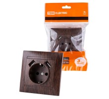 Розетка 2П+З 16А 250В + 2 USB порта 2,1А 5В венге "Лама"  SQ1815-0442  TDM