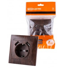 Розетка 2П+З 16А 250В + 2 USB порта 2,1А 5В венге "Лама"  SQ1815-0442  TDM