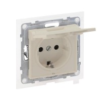 SUNO Силовая розетка 2К+З 16А 250В влагозащитная IP44 с крышкой и с защитными шторками.Безвинтовые зажимы. Цвет "Слоновая кость"  721223  Legrand