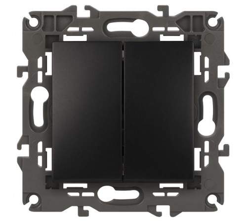 14-1104-05 Выключатель 2-клавишный, 10АХ-250В, IP20, Эра Elegance, антрацит  Б0034234  ЭРА