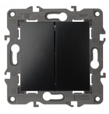 14-1104-05 Выключатель 2-клавишный, 10АХ-250В, IP20, Эра Elegance, антрацит  Б0034234  ЭРА