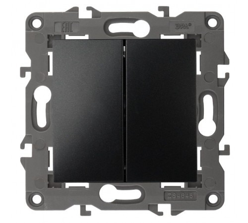14-1104-05 Выключатель 2-клавишный, 10АХ-250В, IP20, Эра Elegance, антрацит  Б0034234  ЭРА