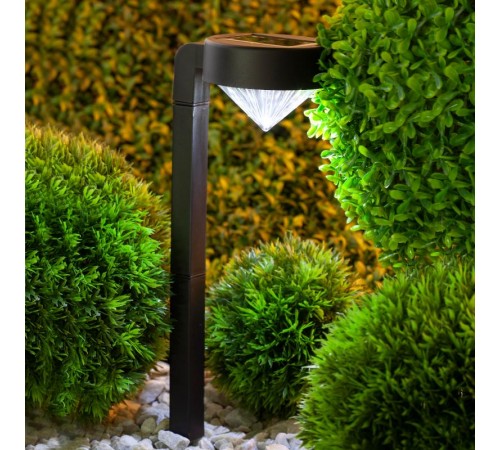 Cветильник садовый декоративный SL-PL42-DMD на солнечной батарее, пластик, черный, 42 см  Б0007511  ЭРА