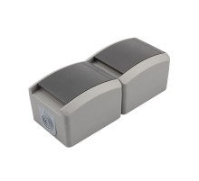 Блок вертикальный 2 розетки (керамика) INDUSTRIAL IP54 с заземлением, о/у, серый  KR-78-0616  Kranz