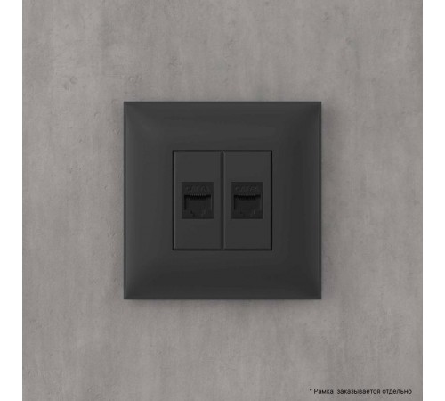 Компьютерная розетка RJ-45 без шторки в стену, кат.6А двойная, "Avanti", "Черный матовый"  4412674  DKC