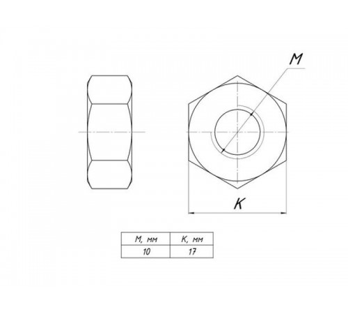 Гайка шестигранная М10 TDZ (100 шт)  g6grm10-TDZ  EKF