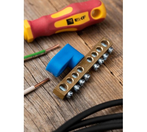 Шина "0" 63.08 (1-н изолятор стойка) латунь EKF PROxima  sn0-63-08-1  EKF