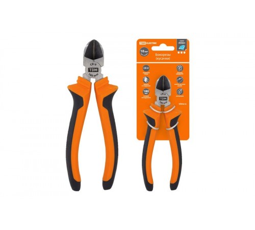 Бокорезы (кусачки), с двухкомпонентными рукоятками, CR-V сталь, 180 мм, серия "Алмаз"  SQ1012-0203  TDM