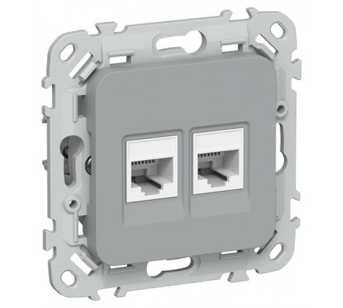 FLITE Розетка 2-ая RJ45/RJ11 кат.5Е/3 UTP РКТ5е/3-2-0-ФлС серый  FI-KT22-1-K03  IEK