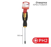 Отвертка крестовая PH 2х100 мм, двухкомпонентная рукоятка  12-6407  REXANT
