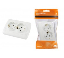 Розетка двойная 2П+3 16А 250В белая "Онега"   SQ1805-0018  TDM