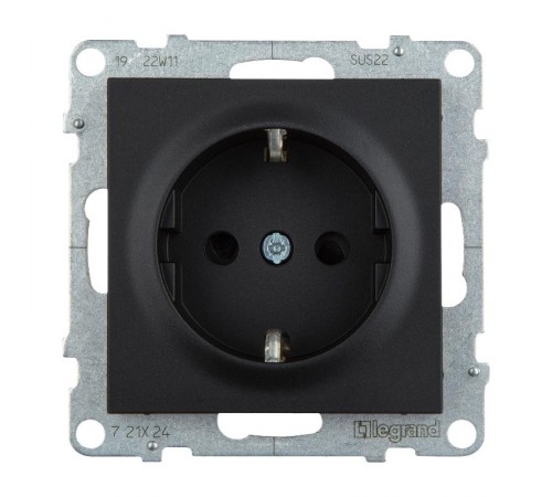SUNO Силовая розетка 2К+З 16А 250В с защитными шторками. Винтовые зажимы. Цвет "Антрацит"  721424  Legrand