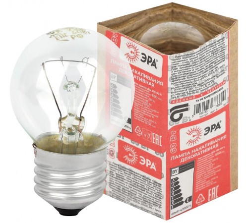 Лампа накаливания ЛОН ДШ 60-230-Е27 (P45) шар 60Вт 230В Е27 в гофре  Б0039135  ЭРА