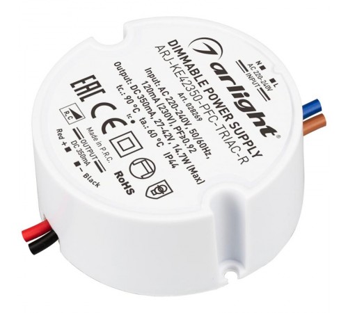 Блок питания ARJ-KE42350-PFC-TRIAC-R (15W, 350mA) (Arlight, IP44 Пластик, 5 лет)  028269  Arlight