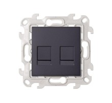 Розетка информационная 2xRJ45 Cat.6 UTP, цвет графит, Simon 24 Harmonie  2410600-038  Simon
